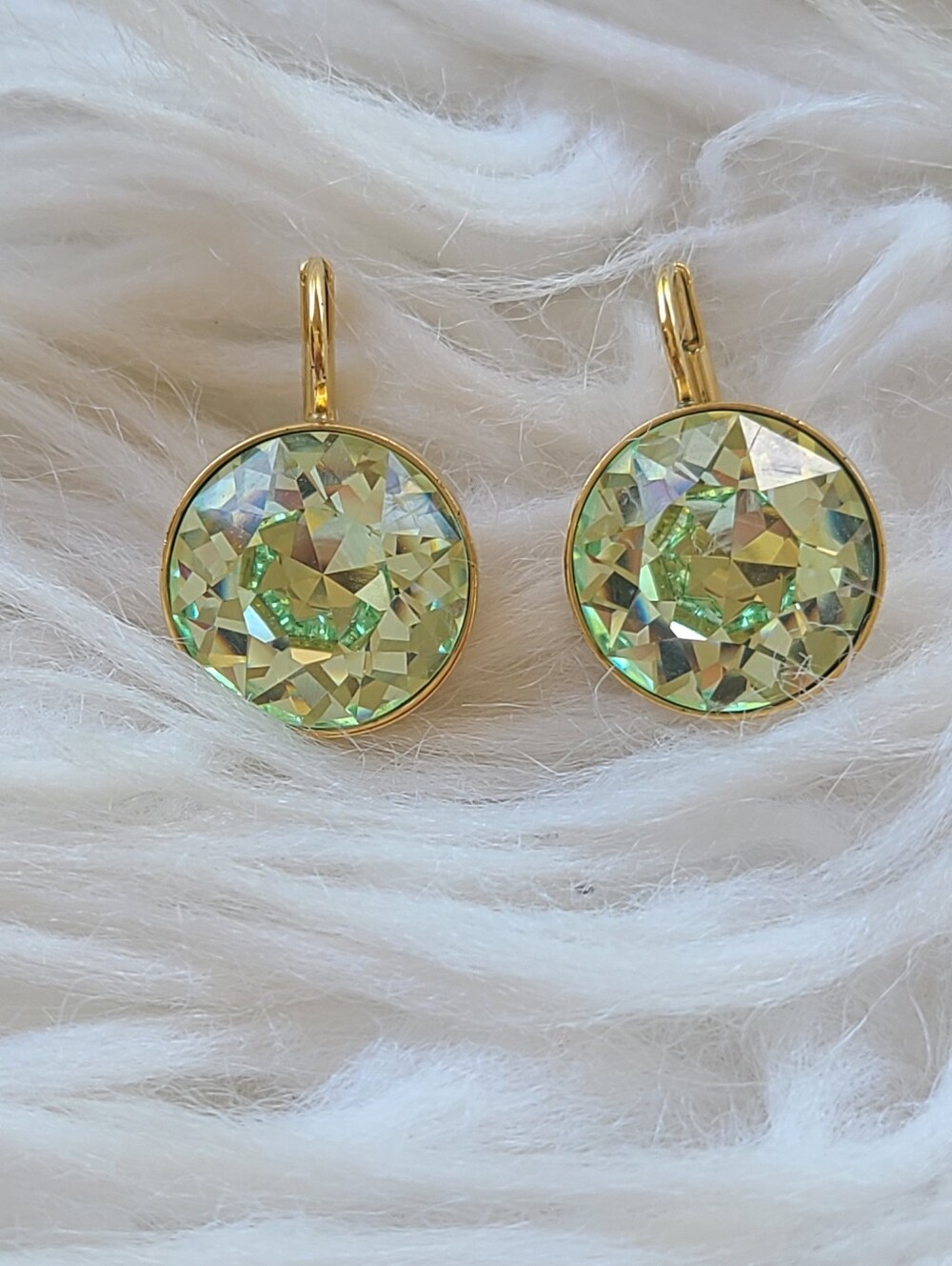 Swarovski Crystal Large Bella Green Earrings- Great Condition